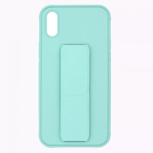 iPhone XS Max Silicone Cover with 2 in 1 Finger Grip Phone Stand Proguard Case by Margoun - Light Green