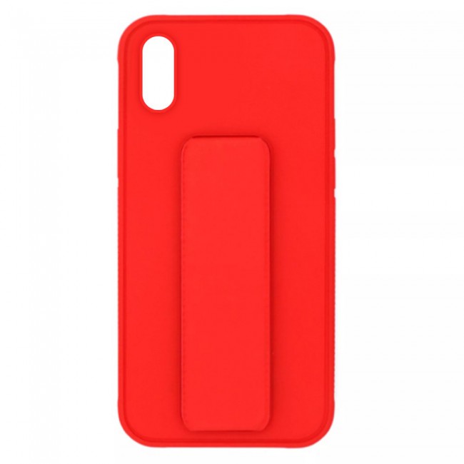 iPhone XS Max Silicone Cover with 2 in 1 Finger Grip Phone Stand Proguard Case by Margoun - Red