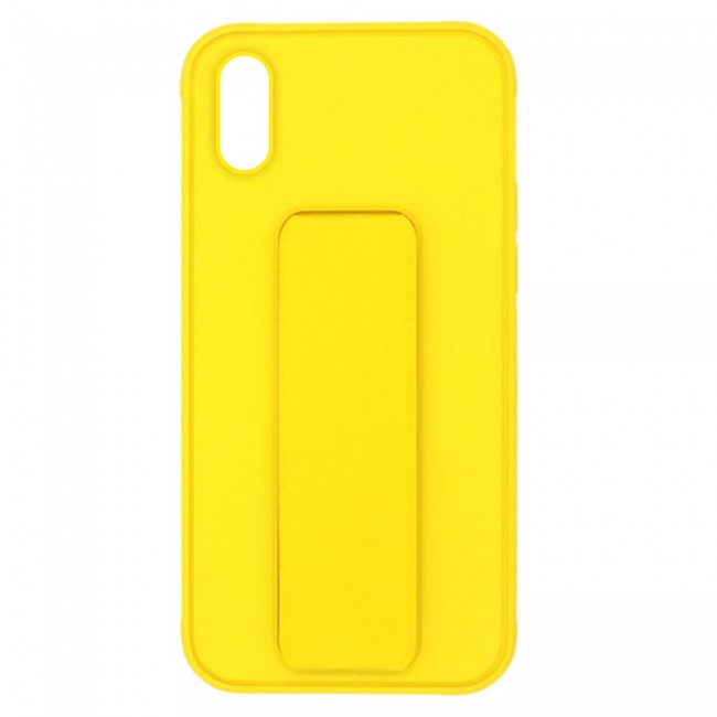 iPhone XS Max Silicone Cover with 2 in 1 Finger Grip Phone Stand Proguard Case by Margoun - Yellow