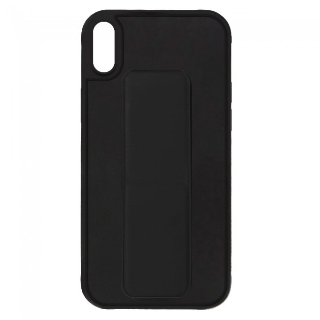 iPhone XS Max - New Margoun Silicone Cover with 2 in 1 Finger Grip and Phone Stand - Black