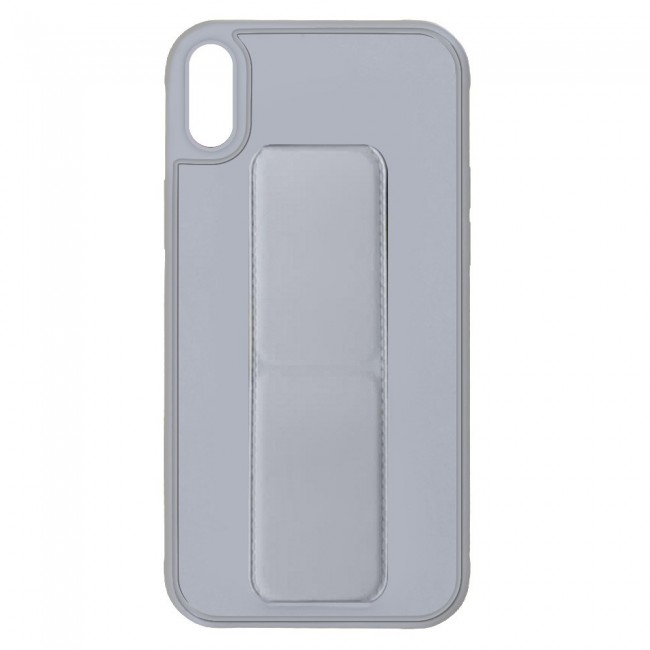 iPhone XS Max - New Margoun Silicone Cover with 2 in 1 Finger Grip and Phone Stand - Grey