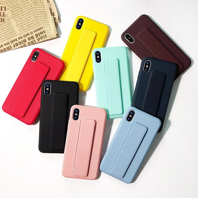 iPhone XS Max - New Margoun Silicone Cover with 2 in 1 Finger Grip and Phone Stand - Mint Green