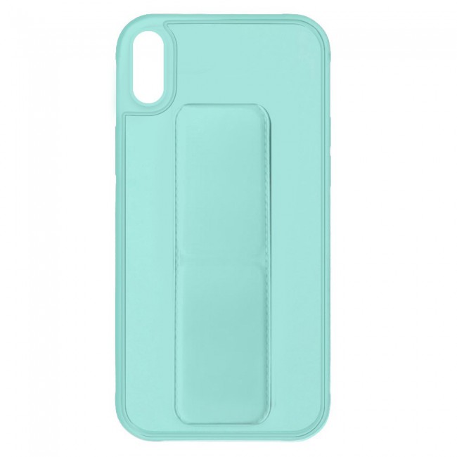 iPhone XS Max - New Margoun Silicone Cover with 2 in 1 Finger Grip and Phone Stand - Mint Green