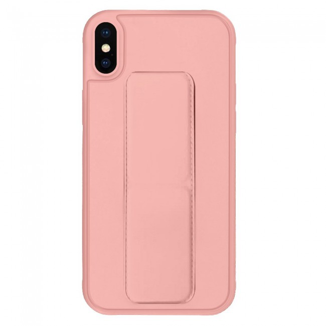 iPhone XS Max - New Margoun Silicone Cover with 2 in 1 Finger Grip and Phone Stand - Pink