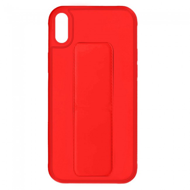 iPhone XS Max - New Margoun Silicone Cover with 2 in 1 Finger Grip and Phone Stand - Red