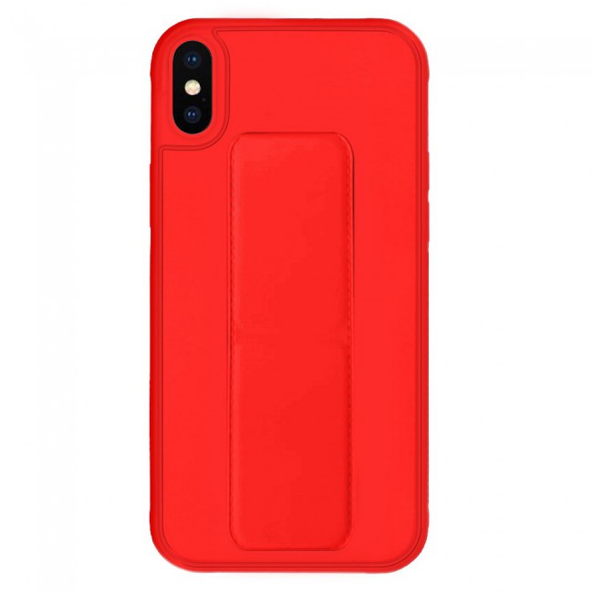 iPhone XS Max - New Margoun Silicone Cover with 2 in 1 Finger Grip and Phone Stand - Red
