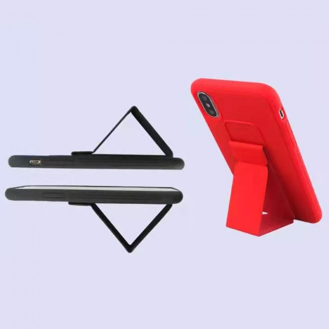 iPhone XS Max - New Margoun Silicone Cover with 2 in 1 Finger Grip and Phone Stand - Red