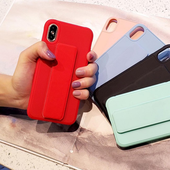 iPhone XS Max - New Margoun Silicone Cover with 2 in 1 Finger Grip and Phone Stand - Red