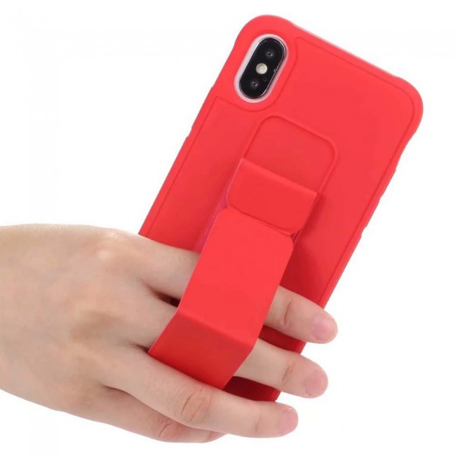 iPhone X and XS - New Margoun Silicone Cover with 2 in 1 Finger Grip and Phone Stand - Yellow
