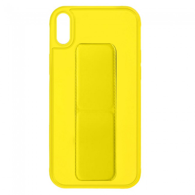 iPhone X and XS - New Margoun Silicone Cover with 2 in 1 Finger Grip and Phone Stand - Yellow