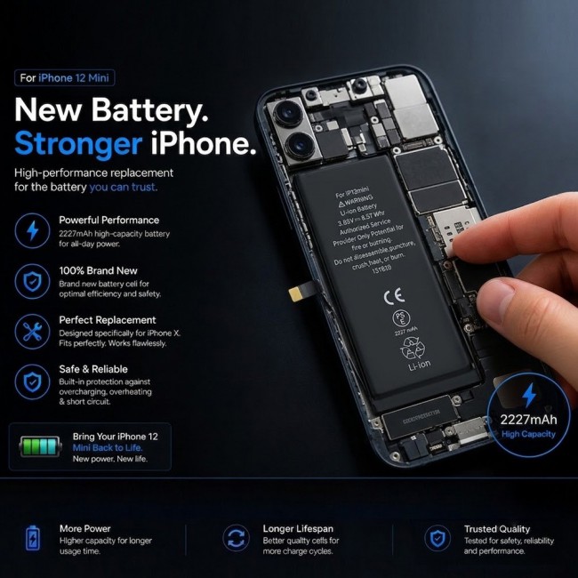 Margoun Replacement Battery for iPhone 12 Mini , High Capacity Li-ion Internal Battery Cell