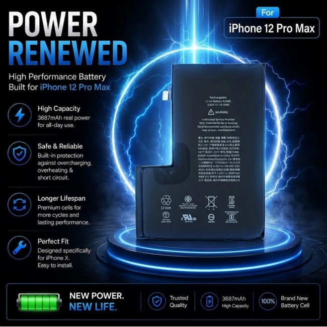 Margoun Replacement Battery for iPhone 12 Pro Max, High Capacity Li-ion Internal Battery Cell