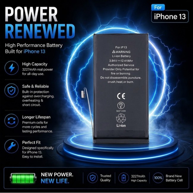 Margoun Replacement Battery for iPhone 13 , High Capacity Li-ion Internal Battery Cell