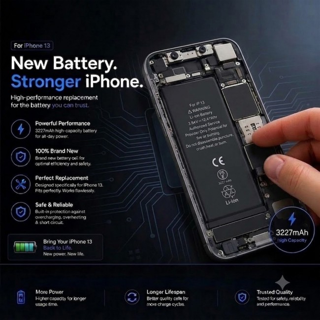 Margoun Replacement Battery for iPhone 13 , High Capacity Li-ion Internal Battery Cell