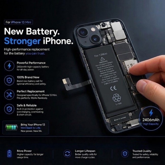 Margoun Replacement Battery for iPhone 13 Mini, High Capacity Li-ion Internal Battery Cell