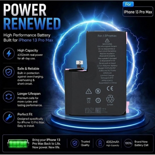 Margoun Replacement Battery for iPhone 13 Pro Max, High Capacity Li-ion Internal Battery Cell