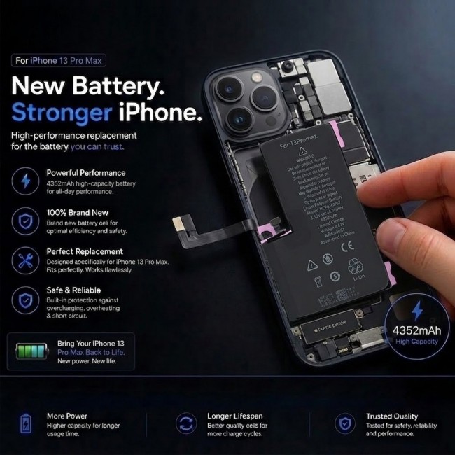 Margoun Replacement Battery for iPhone 13 Pro Max, High Capacity Li-ion Internal Battery Cell