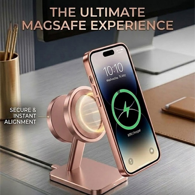 MARGOUN MagSafe Magnetic Clear for iPhone 14 Pro Case – Slim Shockproof Protective Cover with Bumper and Camera Lens Protection - Rose Gold