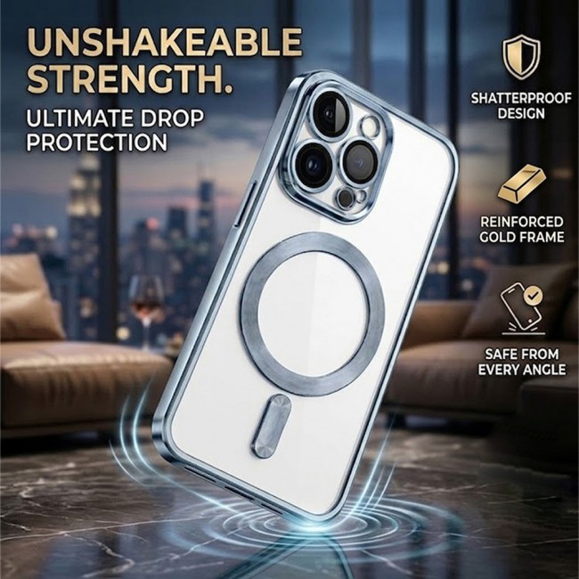 MARGOUN MagSafe Magnetic Clear for iPhone 14 Pro Case – Slim Shockproof Protective Cover with Bumper and Camera Lens Protection - Seria Blue