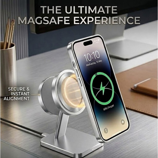 MARGOUN MagSafe Magnetic Clear for iPhone 14 Pro Case – Slim Shockproof Protective Cover with Bumper and Camera Lens Protection - Silver