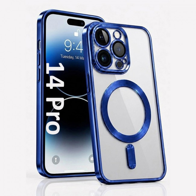 MARGOUN MagSafe Magnetic Clear for iPhone 14 Pro Case – Slim Shockproof Protective Cover with Bumper and Camera Lens Protection - Blue