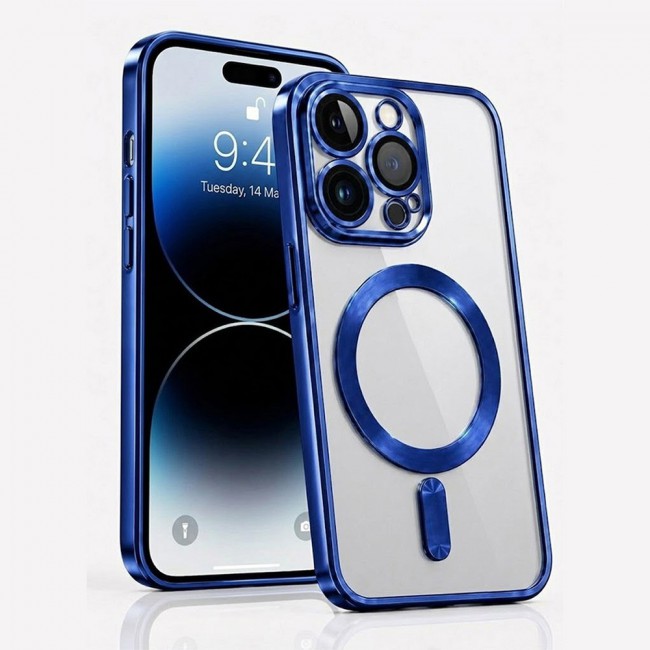 MARGOUN MagSafe Magnetic Clear for iPhone 14 Pro Case – Slim Shockproof Protective Cover with Bumper and Camera Lens Protection - Blue