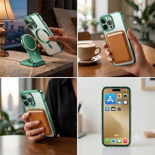 MARGOUN MagSafe Magnetic Clear for iPhone 14 Pro Case – Slim Shockproof Protective Cover with Bumper and Camera Lens Protection - Light Green