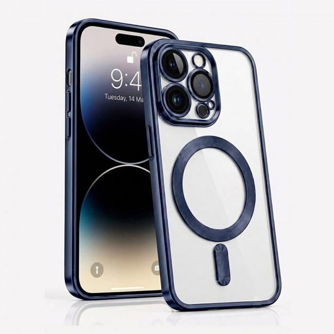 MARGOUN MagSafe Magnetic Clear for iPhone 14 Pro Case – Slim Shockproof Protective Cover with Bumper and Camera Lens Protection - Dark Blue