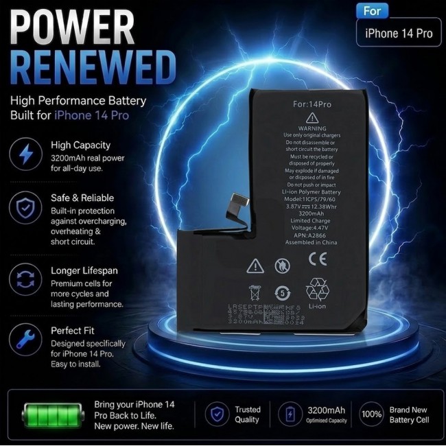 Margoun Replacement Battery for iPhone 14 Pro , High Capacity Li-ion Internal Battery Cell