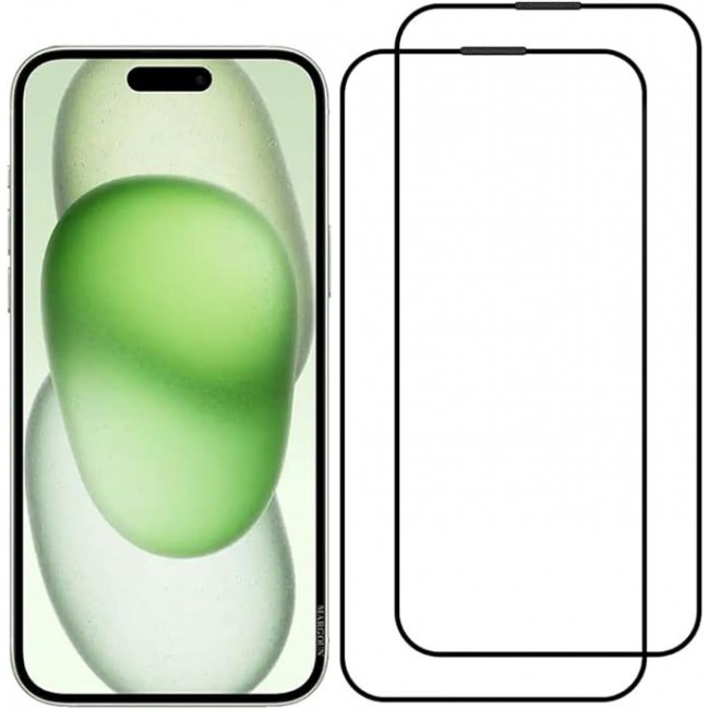 MARGOUN 2 Pack For iPhone 15 Plus Screen Protector Side Black Tempered Glass 9H Hardness Anti Finger-Print
