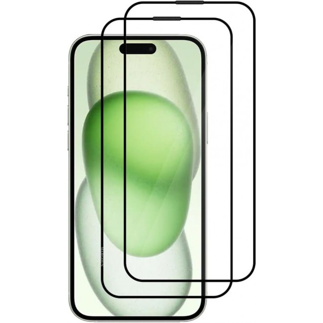 MARGOUN 2 Pack For iPhone 15 Plus Screen Protector Side Black Tempered Glass 9H Hardness Anti Finger-Print
