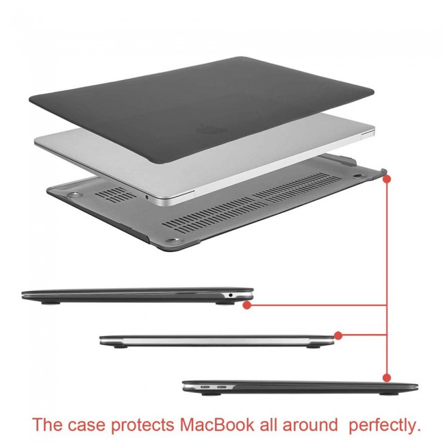 MacBook Air 13.3 inch A1932 A2179 Case Cover and Keyboard Protector Skin - Black