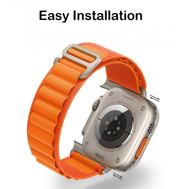 Apple Watch Alpine Loop Band 49mm/45mm/44mm Nylon Woven Sport Strap Compatible with iWatch Series 8/Ultra/7/SE/6/5/4/3/2/1 Orange/White