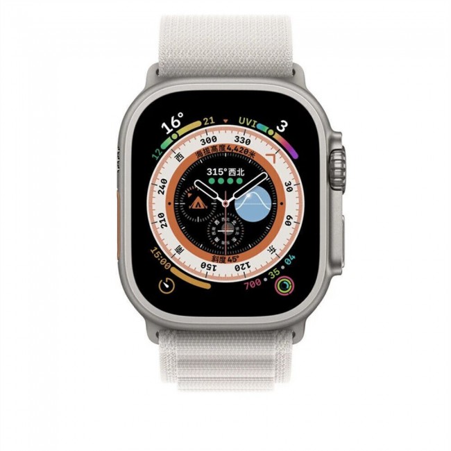 Apple Watch Alpine Loop Band 49mm/45mm/44mm Nylon Woven Sport Strap Compatible with iWatch Series 8/Ultra/7/SE/6/5/4/3/2/1 White