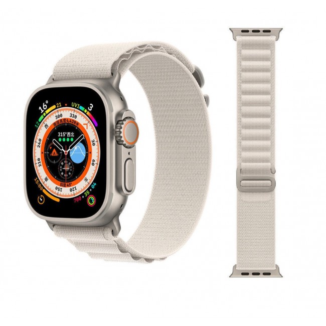 Apple Watch Alpine Loop Band 49mm/45mm/44mm Nylon Woven Sport Strap Compatible with iWatch Series 8/Ultra/7/SE/6/5/4/3/2/1 Orange/White