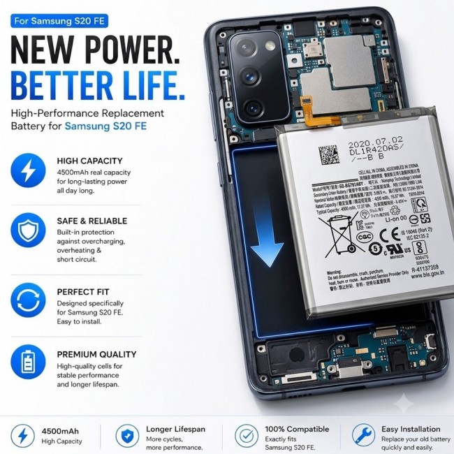 Margoun Replacement Battery for Samsung Galaxy S20 FE, High Capacity Li-ion Internal Battery Cell