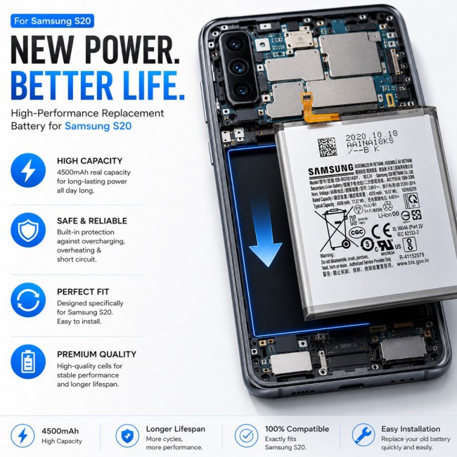 Margoun Replacement Battery for Samsung Galaxy S20 , High Capacity Li-ion Internal Battery Cell