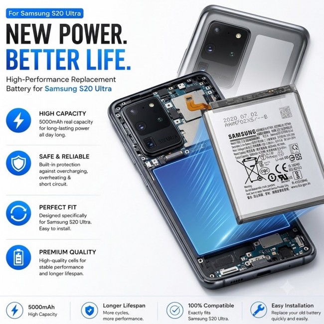 Margoun Replacement Battery for Samsung Galaxy S20 Ultra, High Capacity Li-ion Internal Battery Cell