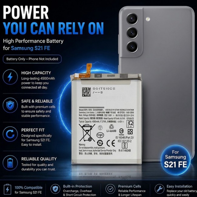 Margoun Replacement Battery for Samsung Galaxy S21 FE, High Capacity Li-ion Internal Battery Cell