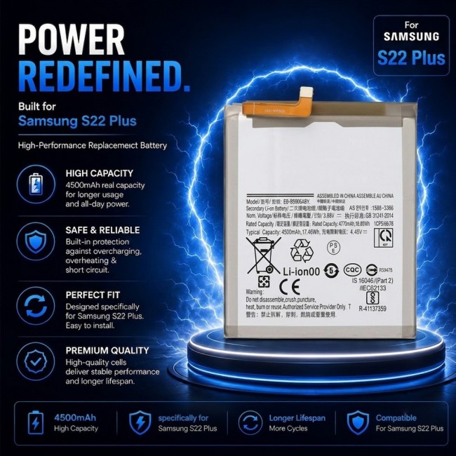 Margoun Replacement Battery for Samsung Galaxy S22 Plus , High Capacity Li-ion Internal Battery Cell