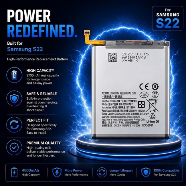 Margoun Replacement Battery for Samsung Galaxy S22 , High Capacity Li-ion Internal Battery Cell