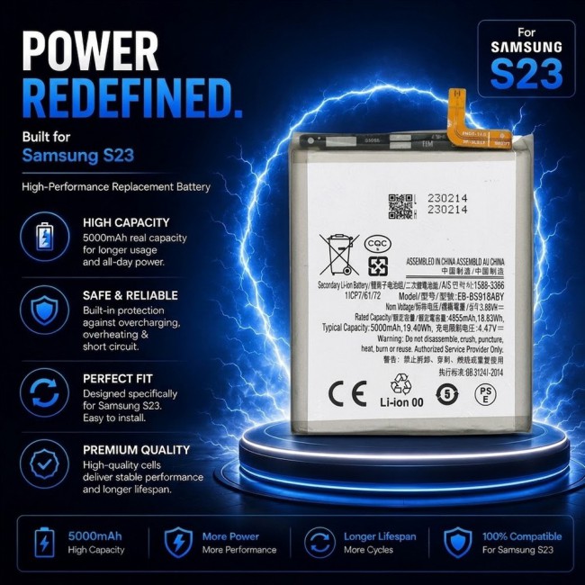 Margoun Replacement Battery for Samsung Galaxy S23 , High Capacity Li-ion Internal Battery Cell