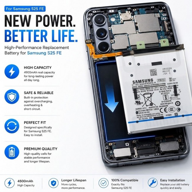 Margoun Replacement Battery for Samsung Galaxy S25 FE, High Capacity Li-ion Internal Battery Cell