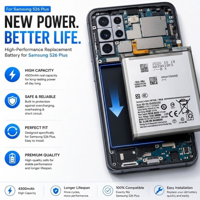 Margoun Replacement Battery for Samsung Galaxy S26 Plus, High Capacity Li-ion Internal Battery Cell