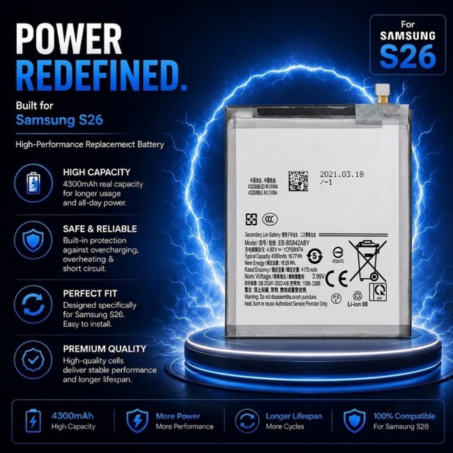 Margoun Replacement Battery for Samsung Galaxy S26 , High Capacity Li-ion Internal Battery Cell
