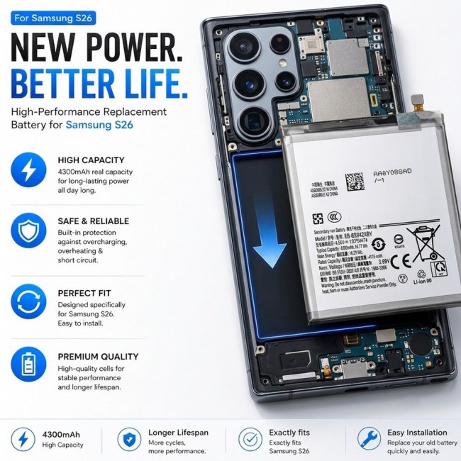 Margoun Replacement Battery for Samsung Galaxy S26 , High Capacity Li-ion Internal Battery Cell