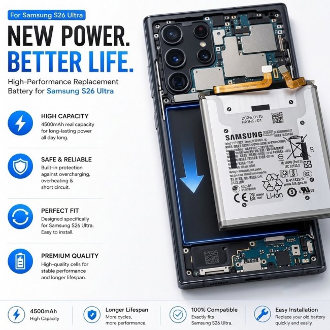 Margoun Replacement Battery for Samsung Galaxy S26 Ultra, High Capacity Li-ion Internal Battery Cell