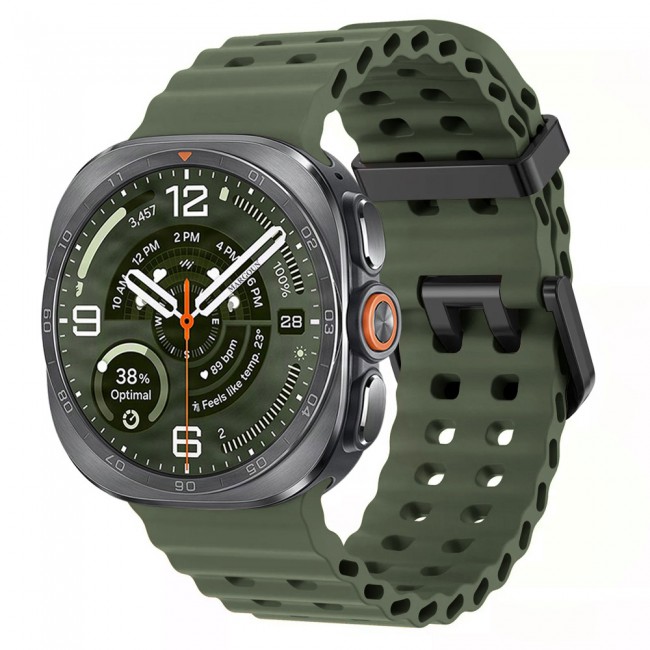 MARGOUN Silicone Sport Band Compatible with Samsung Galaxy Watch Ultra 2 (2026), No Gap Breathable Waterproof Replacement Strap for Men and Women - Army Green