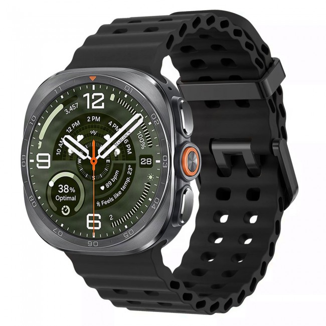 MARGOUN Silicone Sport Band Compatible with Samsung Galaxy Watch Ultra 2 (2026), No Gap Breathable Waterproof Replacement Strap for Men and Women - Black