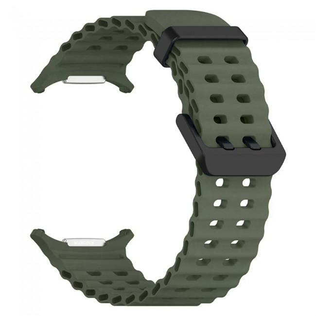 MARGOUN Silicone Sport Band Compatible with Samsung Galaxy Watch Ultra 2 (2026), No Gap Breathable Waterproof Replacement Strap for Men and Women - Army Green